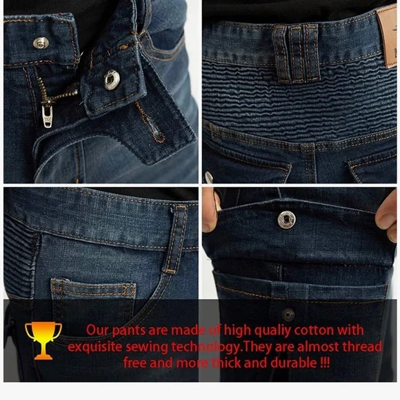 Motorcycle Riding Jeans Biker Motorbike Pants with CE Removable Armored for Men - Picture 6 of 8